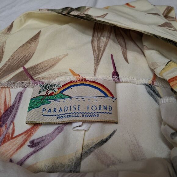 Vtg Paradise Found XL Rayon Cream Floral Hawaiian Sleeveless Dress Vacation - Picture 6 of 9